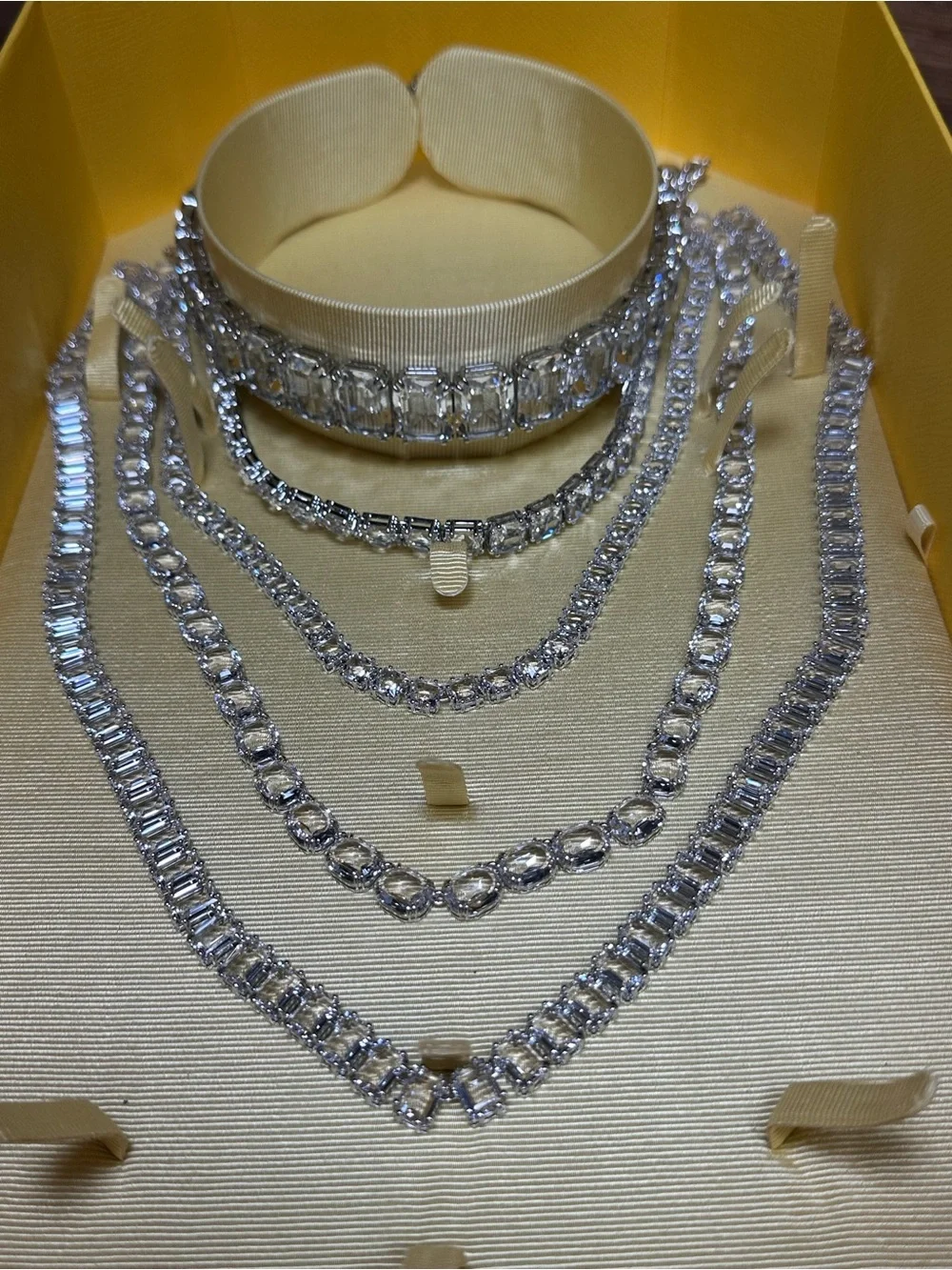 Swarovski Silver-Tone Layered Crystal Necklace Set - Picture 3 of 5